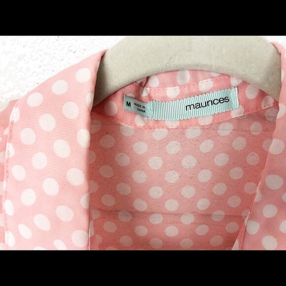 Maurices Pink & White Sheer Polka‎ Dot Blouse Size M - Picture 3 of 6